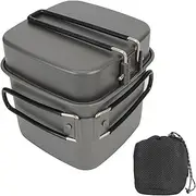Outdoor Camping Cookware - Non-Stick Aluminum Pot Pan Set, Folding Cooking Gear | Lightweight Hiking Cooking Set for Fishing Backpacking Cycling Climbing Travel Outdoor Kitchen