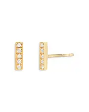 Zoe Lev 14K Yellow Gold Diamond Bar Stud Earrings