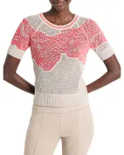 Nic+Zoe Dancing Mesh Short Sleeve Sweater