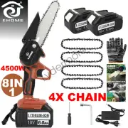 4500W 6" Mini Cordless Electric Chainsaw 2X Battery Wood Cutter Rechargeable