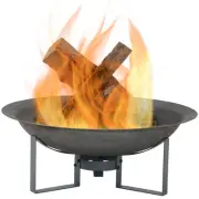 24 in Modern Cast Iron Fire Pit Bowl with Stand - Black by Sunnydaze