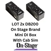 2x On-Stage Stands DB200 Active Mini Mono Balanced DI Box + Guitar Cab Sim NEW