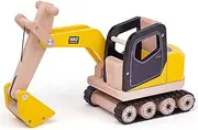 Tidlo T0415 Wooden Digger Construction Vehicles Toy, Multi-Colour