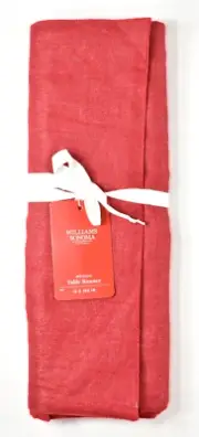 Williams Sonoma Metallic Shimmer Red Table Runner 90% Linen 16x108 NEW