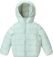 [SOLOCOTE] Small Children's Lightweight Down Jacket Hooded Down Jacket Packable Waterproof Coat for Boys and Girls, light green, 4 Years