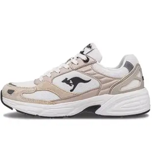 【KangaROOS】美國袋鼠鞋 女 EXO2 復古慢跑鞋 奶茶(KW41261)