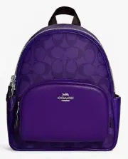 NWT COACH Women's Mini Court Backpack In Signature Leather Sport Purple C8604