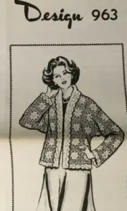 963 Vintage Design jacket Pattern to CROCHET (Reproduction)