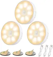3 Pack Motion Sensor Light, Electight Rechargeable LED Night Light [8 LEDs], with USB Cable & Magnetic Patch, 3 Modes, Cordless Safe Wall Light for Kitchen, Bookshelves, Drawers - 3000K Warm White