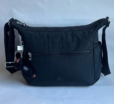 New With Tag Kipling ALENYA Shoulder CrossBody Hobo Bag - Black Tonal