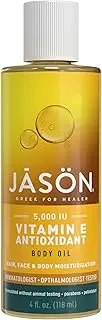 JASON Vitamin E 5,000 IU Moisturizing Body Oil, For Hair, Face, and Body, 4 Fluid Ounces