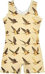 [FRODOTGV] Yellow Flying Birds Gymnastics Leotards for Girls Toddlers Tumbling Outfits for Excise, Tumbling Class, Biketards