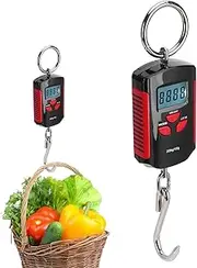 [Gigicial] Fish Hook Scale, Food Kitchen Digital Scale, Stainless Steel Weighing Hook with LCD Display, Ounces and Grams for Weight Loss, Cooking, Baking(红框)