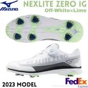 MIZUNO Golf Shoes NEXLITE ZERO IG Off-White/Lime 51GM2380 35 WIDE 2023 NEW!!