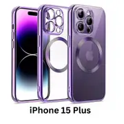 Shockproof Case Slim MagSafe Plating For iPhone 15 Plus Purple