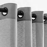 VOILYBIRD Light Grey Linen Curtains Black Grommets Sheers Curtains 90 Inches Long for Bedroom Farmhouse Drapes Basketweave Slub Texture, 52”W x 90”L, 2 Panels