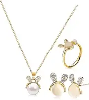 MOBUTOFU Luxurious Bunny Jewelry Collection Rabbit Necklace Ring Earrings Women