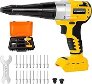 Lezwuatoolz Cordless Rivet Gun Tool Compatible with Dewalt 20V Max Battery(No Battery), Brushless Electric Automatic Rivet Gun for Rivets 1/8'', 5/32'', 3/16", for Metal, Plastic and Leather