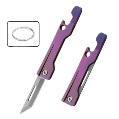 Titanium Keychain Knife with Bottle Opener for Outdoor EDC Camping Multi-Tools