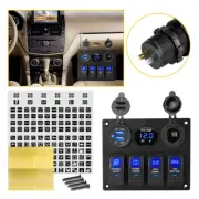 4 Gang Blue LED Waterproof Rocker Switch Breakers Panel Car Marine Boat RV 12V B (for: Subaru)