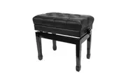 Crown Premium Tufted Double Padded Height Adjustable Piano Stool with Storage Compartment (Black)