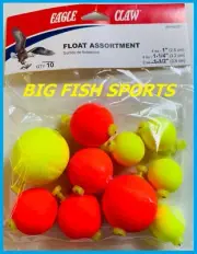 10 EAGLE CLAW FOAM FLOAT ASSORTMENT Round Floats Bobbers SNAP ON FLOAT #RFFASST1