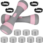 Belle Vous 2 Pack of Adjustable Dumbbells 3-In-1 Set - 1-2KG/2.2-4.4lbs Dumbbells with 8 250g/0.55lbs Free Weights - Suitable for Men/Women - Fitness Exercise Equipment for Home Workout, Gym & Pilates