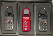Set of 3 TUMI Combination Luggage Travel Locks, TSA Approved.