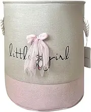 [Goodheim] Baby Laundry Basket - Pink Nursery Hamper for Girls Kids with Toy Storage, Cute Baby Girl Nursery Décor