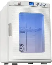 25L Mini Fridge with Window Freestanding Tabletop Refrigerator Portable Electric Reefer with LED Display Temperature Control Food Heater Beverage Cooler for Cars, Homes, Offices, and Dorms AC+DC (Col