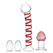 Glas 4-Piece Mr Swirly Glass Dildo and Yoni Egg Set