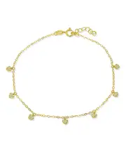 Aqua Pave Heart Charm Ankle Bracelet - Exclusive