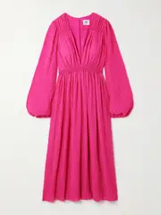 [Aje] Aje - Genevieve Recycled Plissé-chiffon Midi Dress - Pink - UK 6 UK 6 Pink
