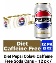Diet Pepsi CAFFEINE FREE Soda Pop 1 - 12 Pack of 12 oz Cans