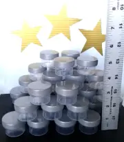 12 Small 1tblsp Plastic Jars SILVER Screw Caps Container 1/2 OZ #K3803 DecoJars