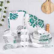 Dinner Set, 40 Pieces Melamine Dinner Set - Elegant, Designer Crockery Dinnerware, Designer Dinner Set