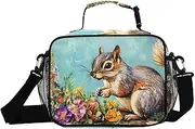 Cute Squirrel Garden Insulated Lunch Box for Women Men - Ideal for Work, Picnics - Includes Adjustable Shoulder Strap