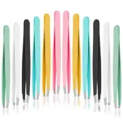 12 PCS Eyebrow Tweezers Multicolor Tweezers for Women Facial Hair Precision T...