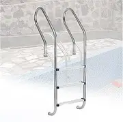 Swimming Pool Ladder,2/3 Step Stainless Steel Dock Ladder,Pool Pedal Ladder,Pool Steps for In-Ground Swimming Pools,Easy to Assemble(3 Step)