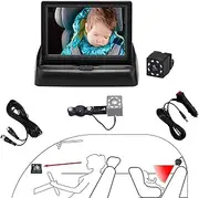 Baby Car Camera HD 1080P, 4.3'' Infrared Night Vision Car Mirror Display Safety Car Seat Mirror Camera for Baby Safety Car Seat Monitored