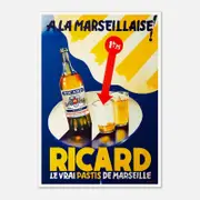 Galrie Vintage Ricard A La Marseillaise Advertising Poster for Home Decor, Poster Only, A1 60 x 84cm (23 x 33inch)