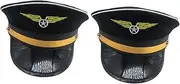[DEARMAMY] Halloween Party Pilot Hat 2 Pcs Decorative Skull Cap for Women Men Cosplay Costume Hat