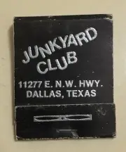 JUNKYARD CLUB MATCHBOOK - White Rock Lake - Dallas Texas History Lives Here NEW
