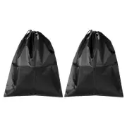 2pcs Clothes Storage Drawstring Bag 22.8" Bedding Organizer Bags, Black