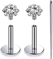 [Lsnevsie] 20G 18G 16G Internally Threaded Astm F136 Titanium Nose Ring Studs Flat Back Studs Earrings G23 Titanium Tragus Helix Conch Cartilage Earrings Piercing Jewelry For Women Men Clear Pink CZ