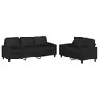 Vidaxl 2 Piece Sofa Set With Cushions Black Faux Leather leather,plywood,polyest
