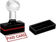 uxcell Paid Card Stamp Self Inking, Red Ink Office Stamps Pre Inked Message Stamp Refillable Business Stamp, Black