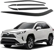 AUTOCLOVER Tape-On Rain Guards Window Visors 6 Pcs Set for Toyota Rav4 2019 2020 2021 2022 2023 2024 2025 / Window Deflectors, Out-Channel Vent Shades (Smoked)