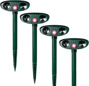 4pk Ultrasonic Animal Repeller, Solar Powered Animal Repellent, Waterproof Animal Deterrent Devices Outdoor Repels Cat, Dog, Fox, Derrent, Rat, etc