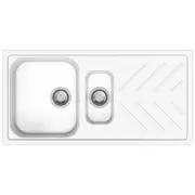 ACA 1000x500mm White Granite Quartz Stone 1 and 1/4 Kitchen Sink Double Bowls Drainboard Topmount